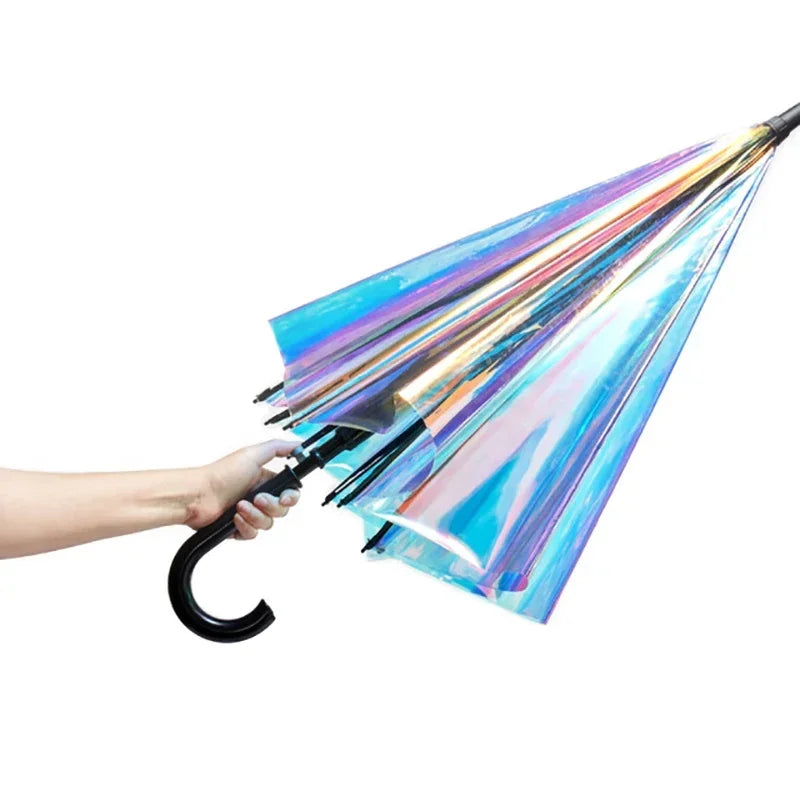 Rainbow Long Handle Transparent Umbrella – Colorful Women's Gift Long Handle Umbrella Axl