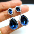 Huitan Pear CZ Dangle Earrings – Blue & Green Cubic Zirconia CZ Dangle Earrings Axl E2262
