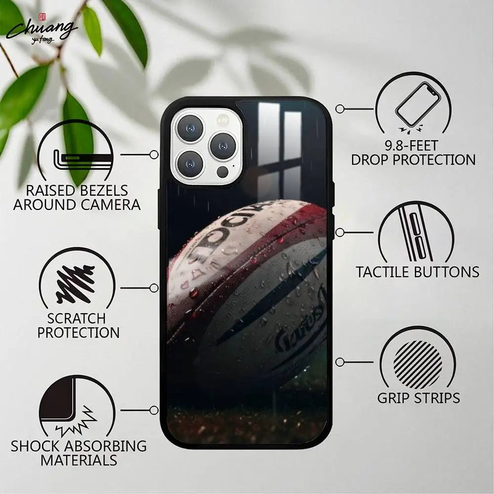 Rugby Sport iPhone Case Frosted Mirror Cover 11–16 Pro Max iPhone Phone Case Axl