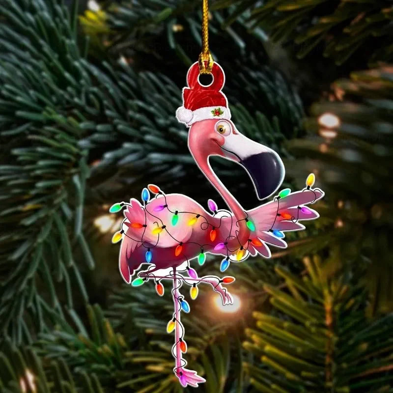 Acrylic Christmas Ornaments – Deer, Flamingo, Lion & Rooster Christmas Tree Ornaments Axl