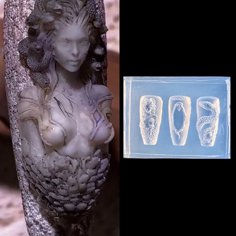 3D Snake Silicone Nail Art Carving Mold – DIY Nail Decor Nail Art Mold Axl