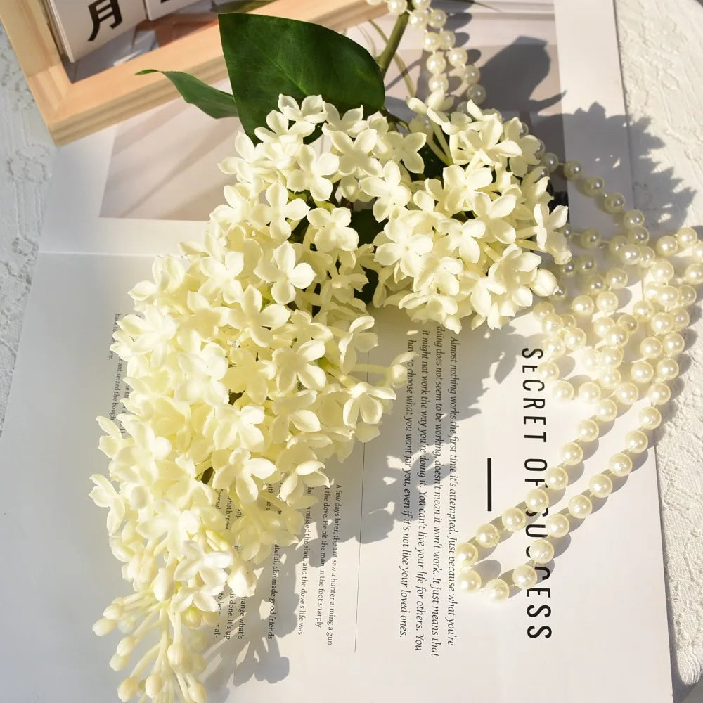 75cm Artificial Silicone Lilac Flower Bouquet – Pink & Purple Artificial Flower Bouquet Axl White