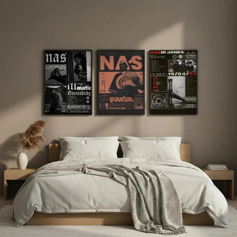 Nas Hip-Hop Art Poster – HD Self-Adhesive Wall Sticker Décor Wall Art Poster Axl