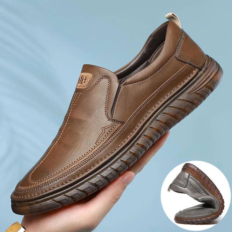 Men's Genuine Cowhide Leather Loafers – Slip-On Driving Shoes Leather Loafer Shoes Axl