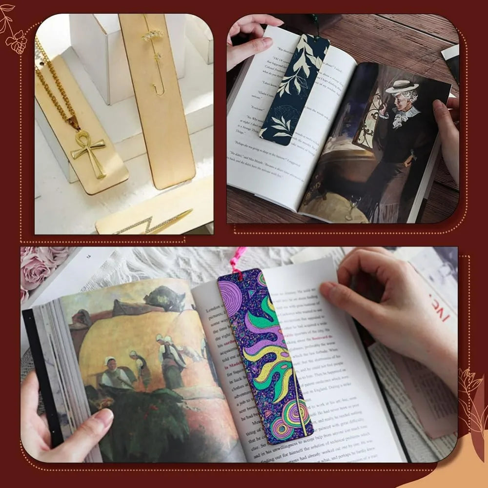 50 Pcs Wood Bookmark Blanks 6x2" Unfinished DIY Gift Tags Wood Craft Blanks Axl