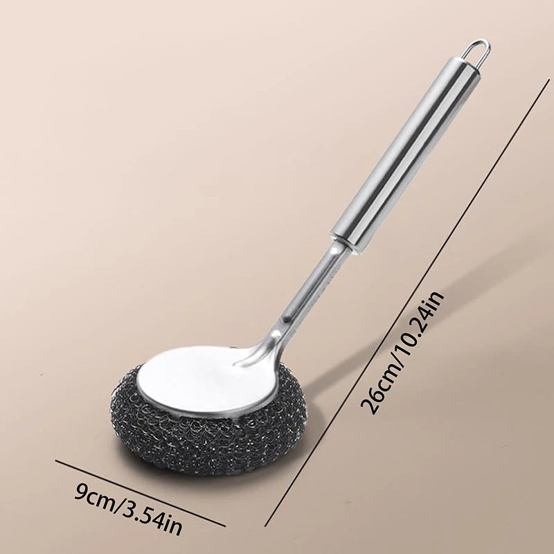 Long Handle Stainless Steel Pot Brush – Kitchen Scrub Scourer Kitchen Cleaning Brush Axl