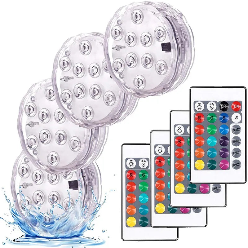 RGB Submersible LED Lights 4-Pack – IP68 Remote Control Submersible LED Light Axl
