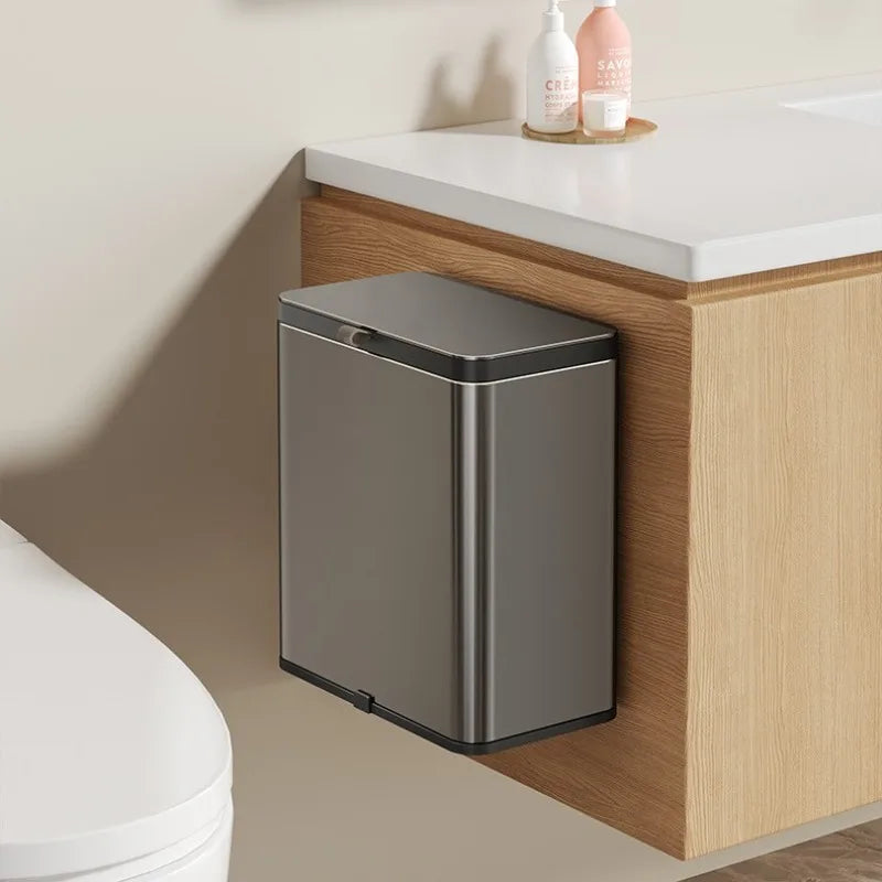 Wall Mounted Stainless Steel Trash Can with Lid – 8L Wall Mounted Trash Can Axl