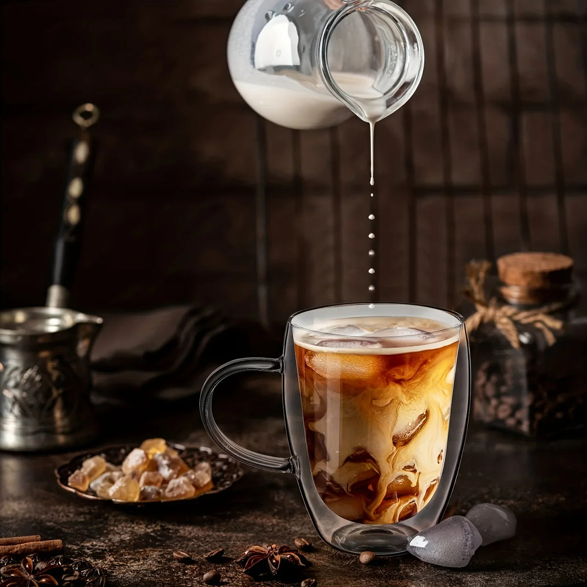 KEMORELA 350ml Double Wall Glass Coffee Mugs | Set of 2/4/6 Glass Coffee Mugs Axl