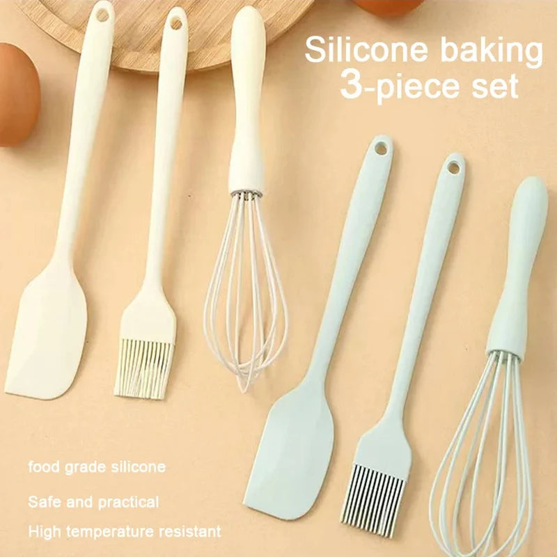3-Piece Silicone Baking Set – Scraper, Whisk & Pastry Brush Silicone Baking Utensils Axl