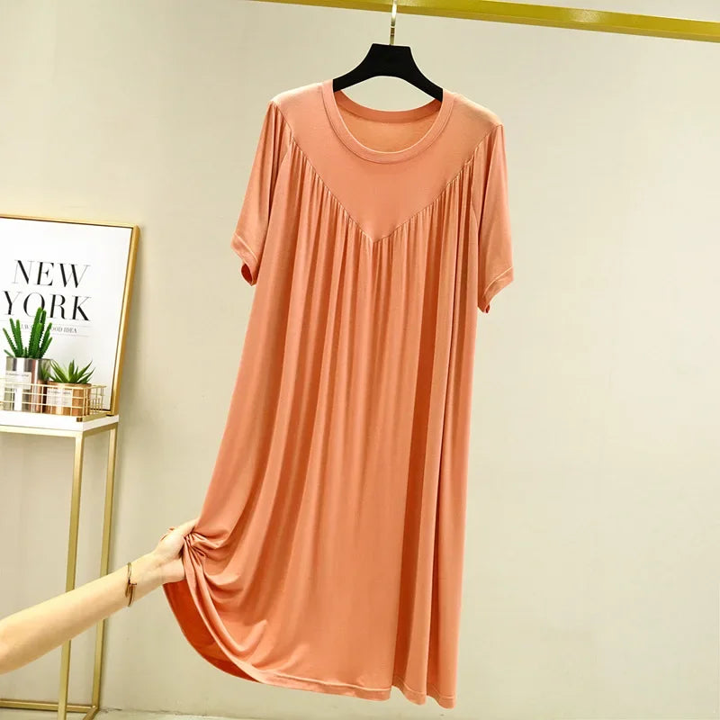 Women's Modal Nightgown – Loose Short-Sleeve Summer Night Dress Women's Nightgown Axl orange L