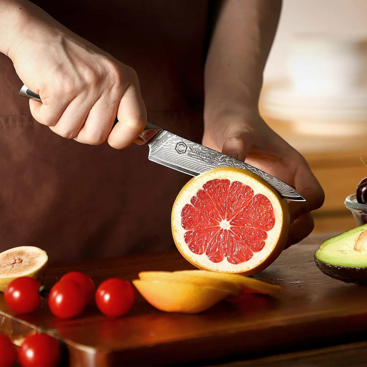 Sunnecko 5-Inch VG10 Damascus Steel Utility Kitchen Knife Damascus Utility Knife Axl
