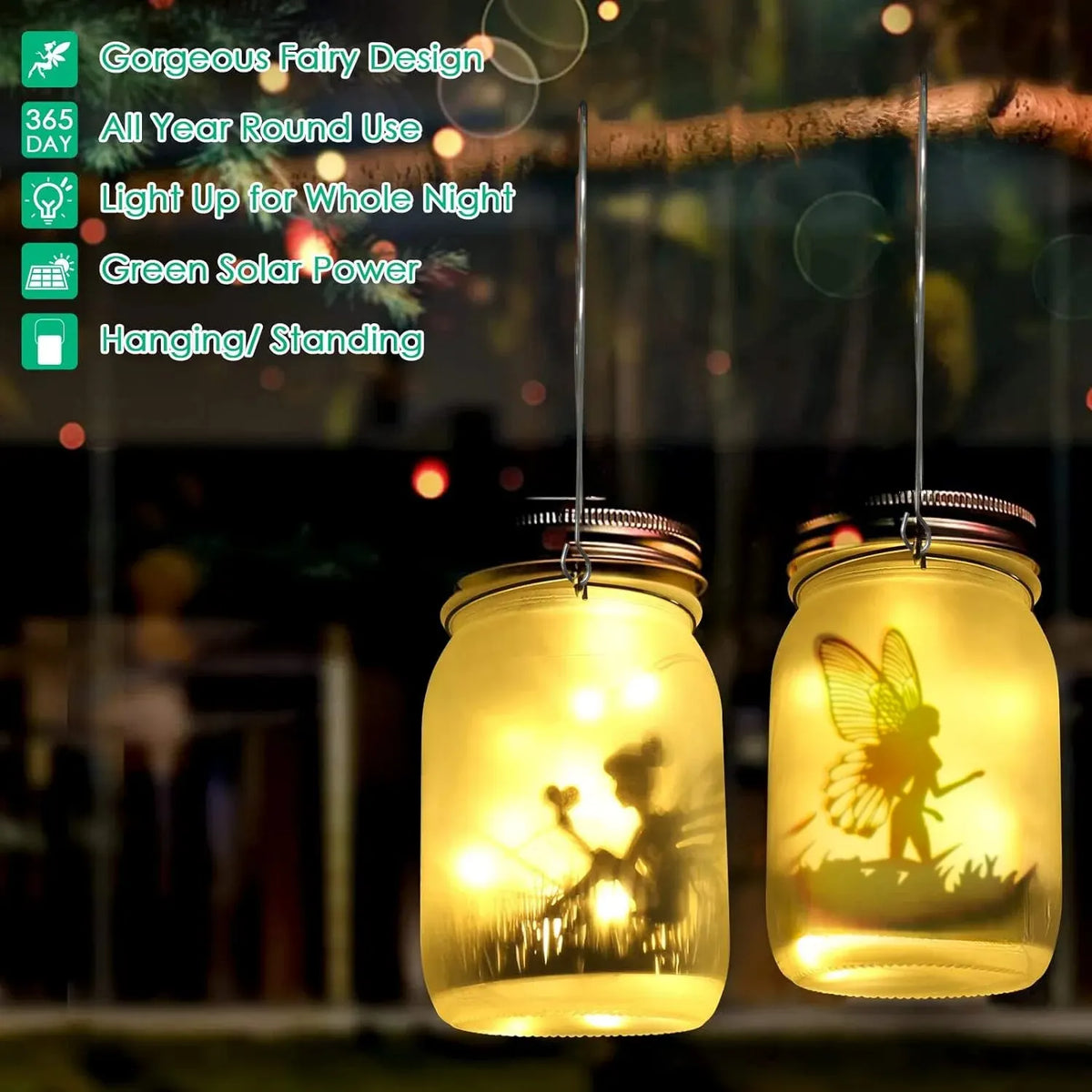 Solar Mason Jar Lantern – IP65 Waterproof Fairy Light Garden Lamp Solar Garden Lantern Axl