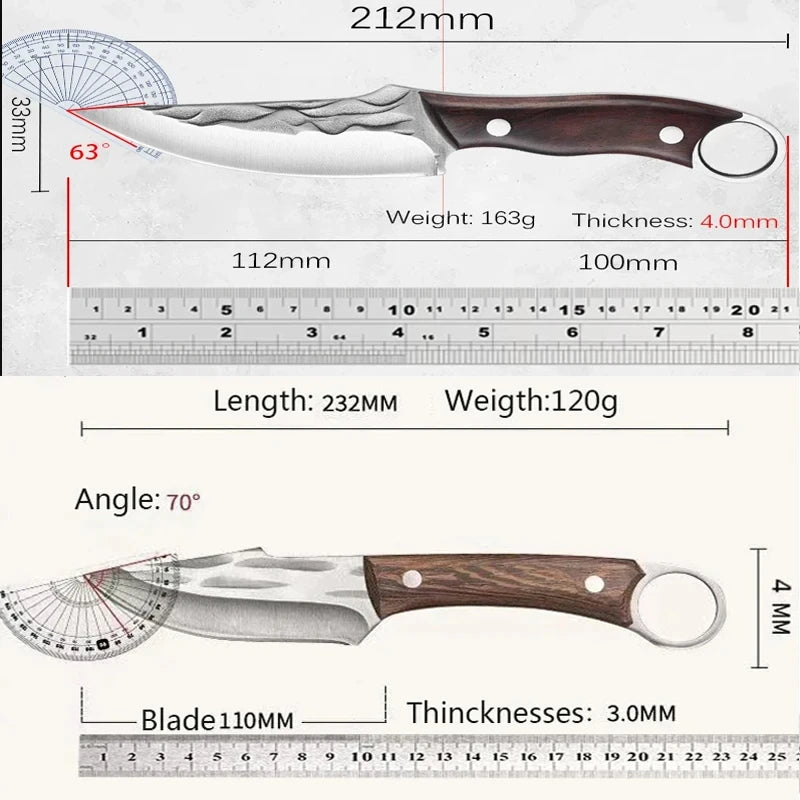 InLeung Stainless Steel Boning Chef Knife – Wooden Handle Kitchen Knife Axl