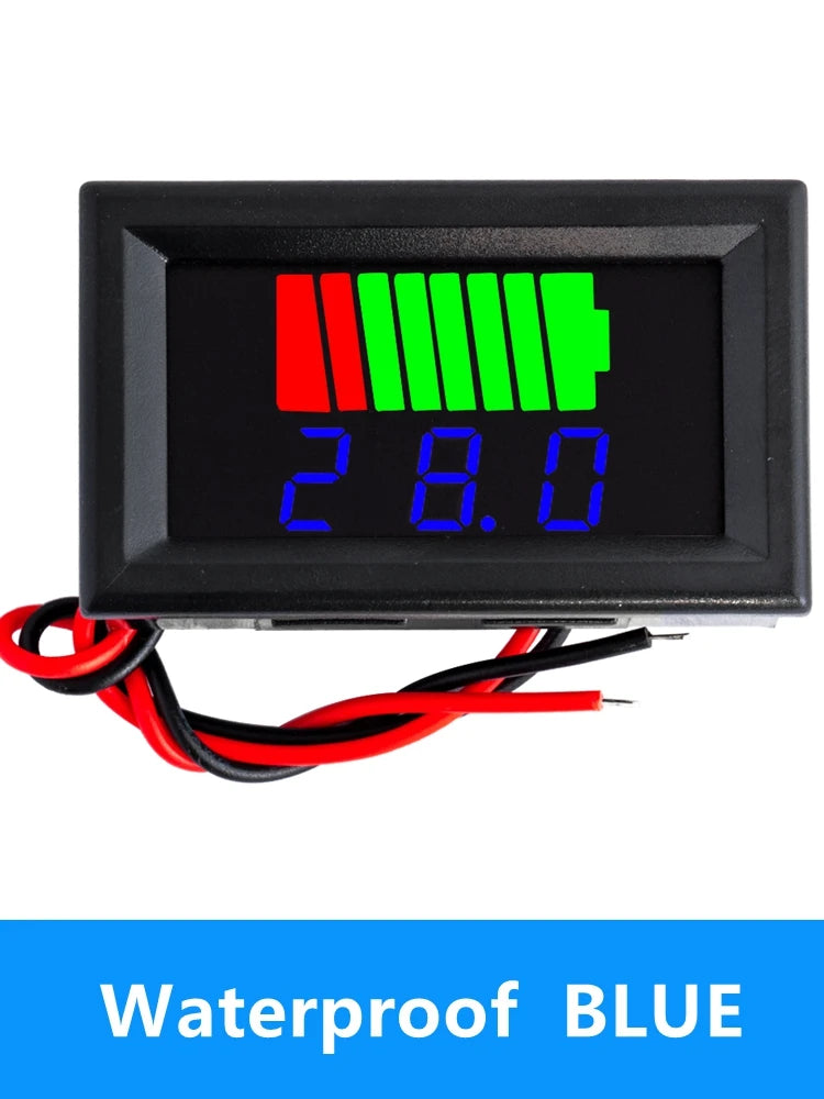 12V–60V Battery Capacity Meter | Blue LED Voltmeter Waterproof Battery Capacity Meter Axl Waterproof BLUE
