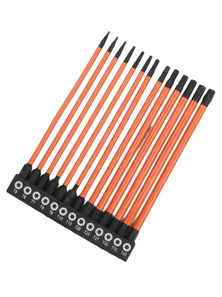 13-Pc Magnetic Torx Star Screwdriver Bits Set – 1/4" Hex Screwdriver Bit Set Axl