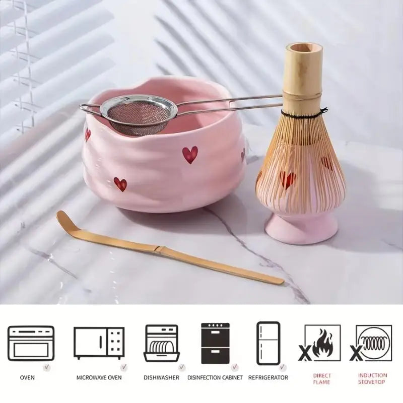 Ceramic Matcha Set – Bowl, Whisk, Holder & Bamboo Scoop Kit Matcha Tea Set Axl
