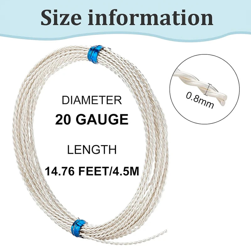20 Gauge Silver Brass Twist Wire – 20ft Jewelry Beading Craft Jewelry Craft Wire Axl AECH04-04193
