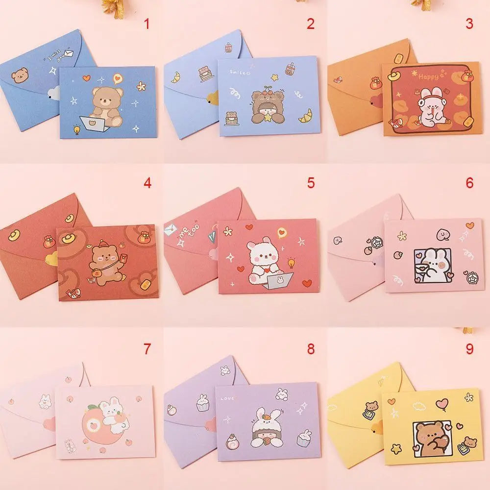 Cartoon Greeting Cards – Bear & Rabbit Foldable Cards, 9 Styles Cartoon Greeting Card Axl