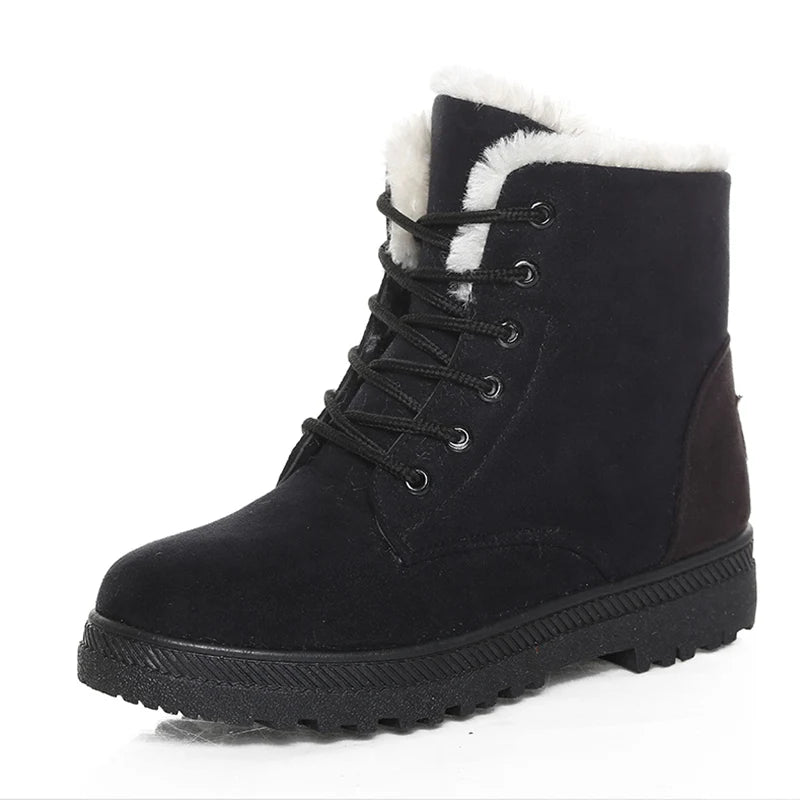 Women's Fur-Lined Snow Ankle Boots – Low Heel Winter Boots Winter Ankle Boots Axl
