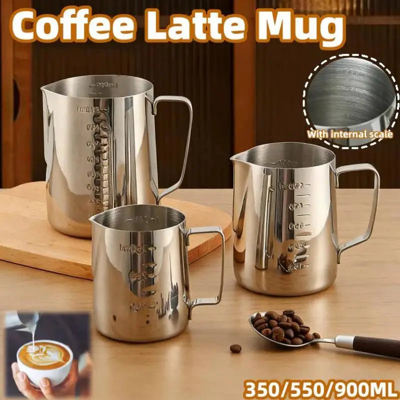 Stainless Steel Milk Frothing Pitcher 350ml 600ml | Latte Jug Milk Frothing Pitcher Axl