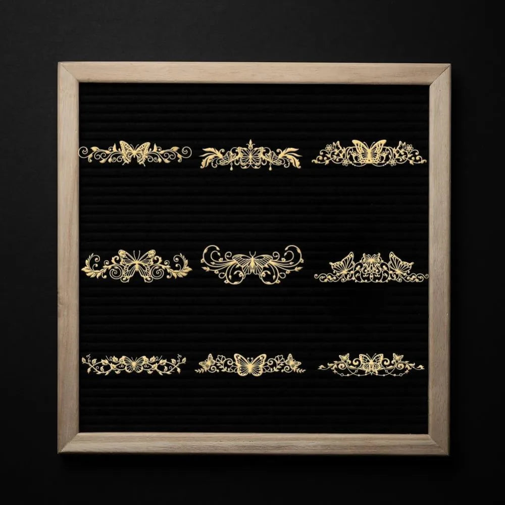 9-Pack Golden Butterfly Scroll Metal Epoxy Stickers – DIY Craft Craft Embellishment Stickers Axl
