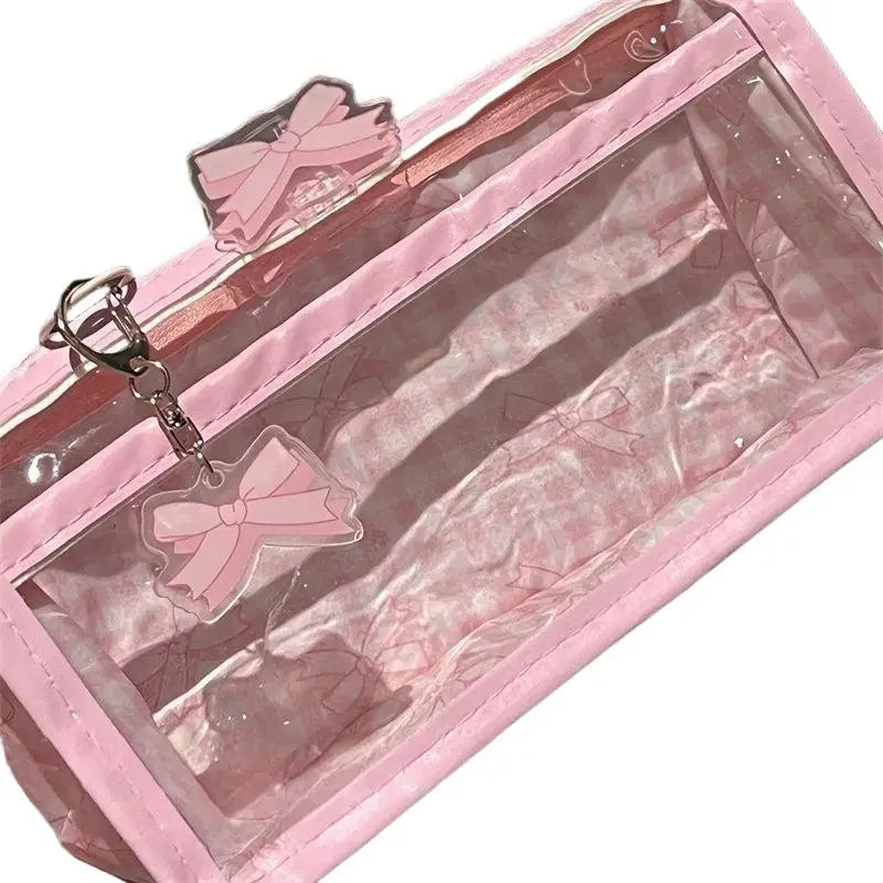 Transparent Bow Zipper Pencil Case | Large Capacity Storage Bag Pencil Case Axl