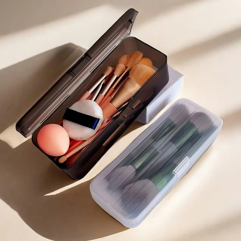 Transparent Makeup Brush Organizer – Large Capacity Storage Box Cosmetic Organizer Box Axl