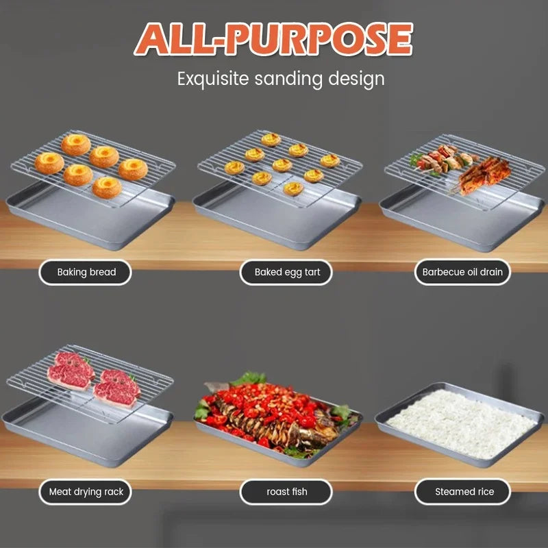 Stainless Steel Baking Tray & Wire Rack Set | Oven Roasting Pan Baking Tray & Rack Set Axl