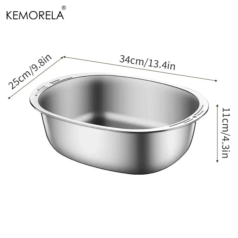 KEMORELA 304 Stainless Steel Rice Washing Basin & Colander Kitchen Colander Axl