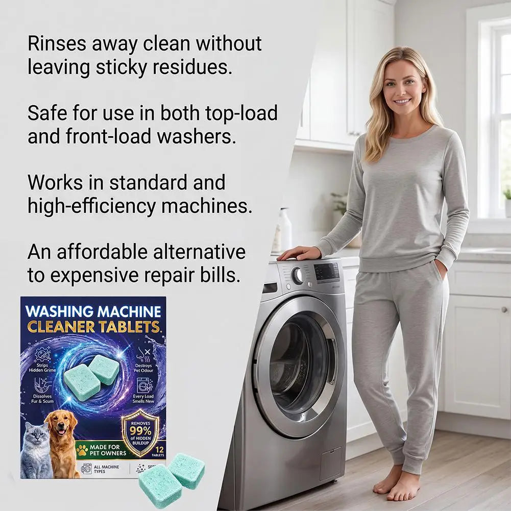 Washing Machine Cleaning Tablets 12/24 Pack – Descaler & Deodorizer Washer Cleaning Tablets Axl