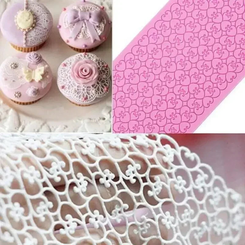 Lace Silicone Fondant Mold – Sugar Craft Cake Decorating Mat Silicone Cake Mold Axl Pink