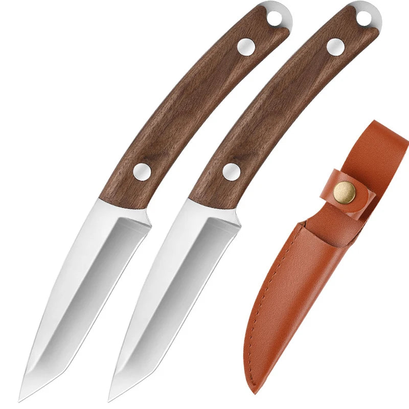 Sharp Fruit & Kitchen Knife – Stainless Steel, Wood Handle Fruit Kitchen Knife Axl 2pcs