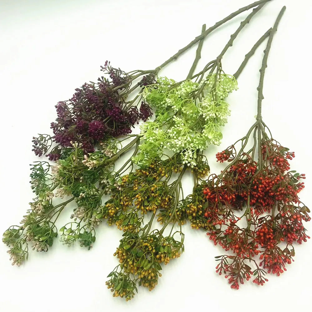 Faux Milan Berry Branch Stem – 3 Forks Artificial Flower Artificial Floral Stem Axl