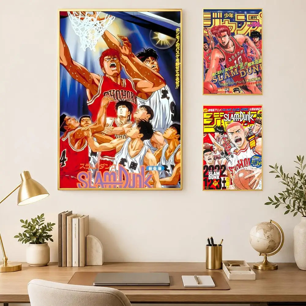 Slam Dunk Anime Self-Stick Wall Poster – HD Waterproof Art Anime Wall Poster Axl