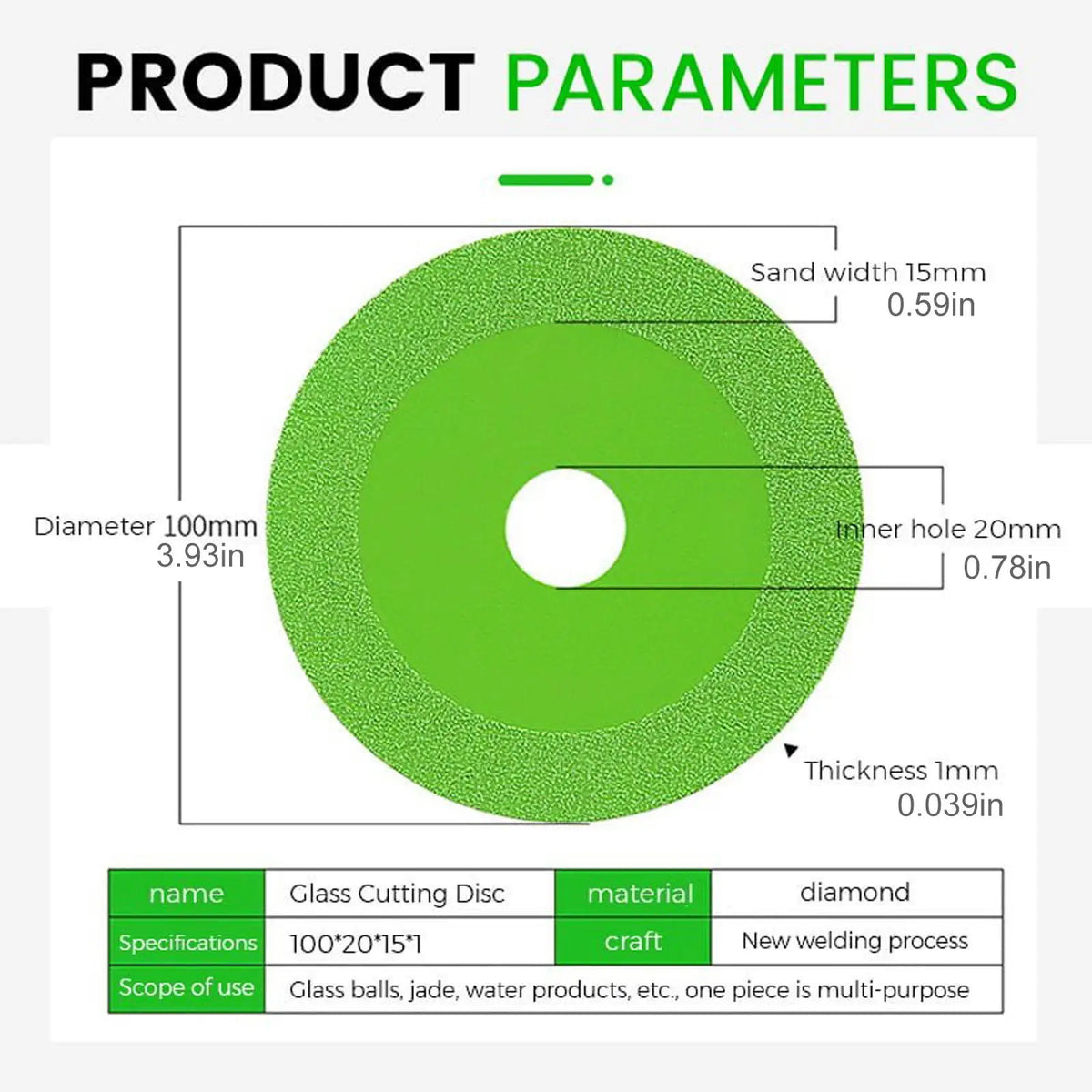3-Pack 100mm Diamond Cutting Discs – Glass, Tile & Jade Blades Diamond Cutting Disc Axl