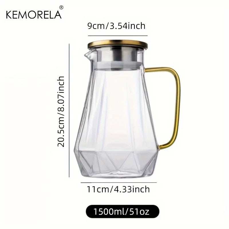 Diamond Texture Glass Teapot & Water Carafe | KEMORELA Glass Teapot Carafe Axl Transparent >1L