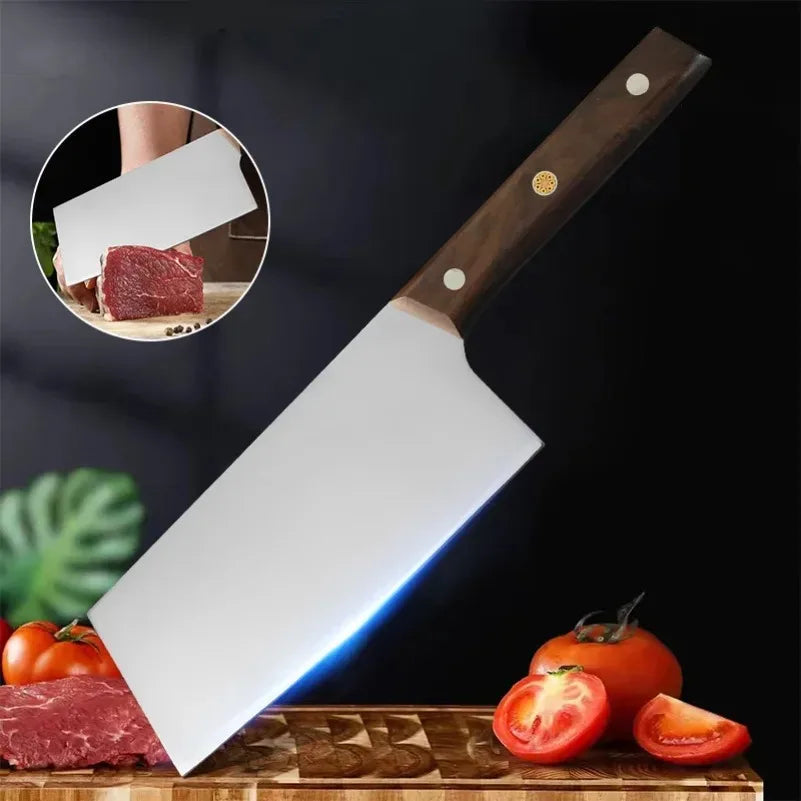 InLeung Stainless Steel Chef's Cleaver Knife – Wood Handle Chef's Cleaver Knife Axl