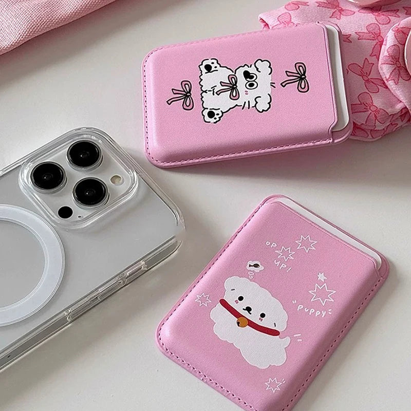 Dog Cartoon Magnetic Wallet Case iPhone 14 & 15 – Card Holder Wallet Phone Case Axl