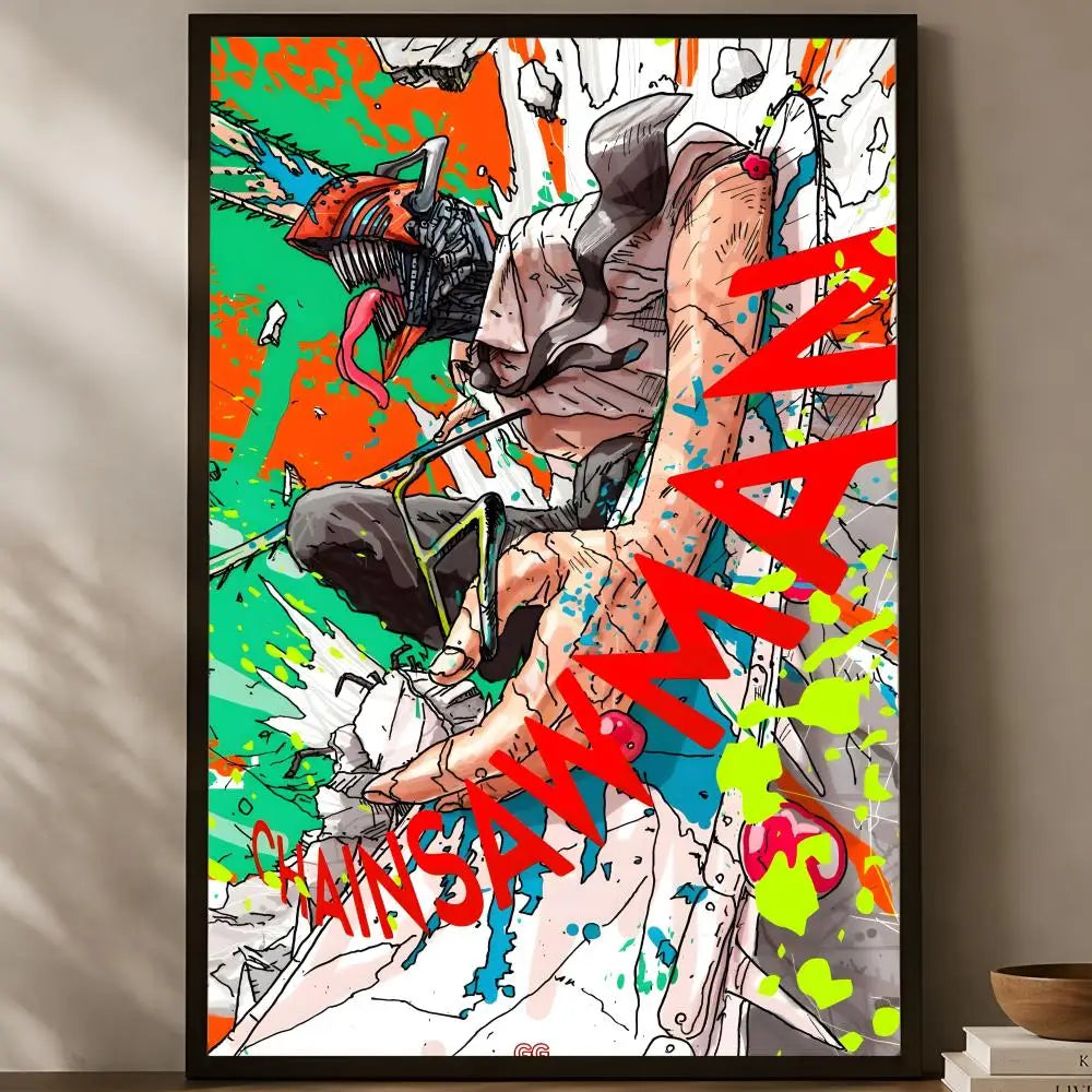 Makima Chainsaw Man Self-Stick HD PVC Wall Art Poster Anime Wall Poster Axl White01 30X40cmNoframe