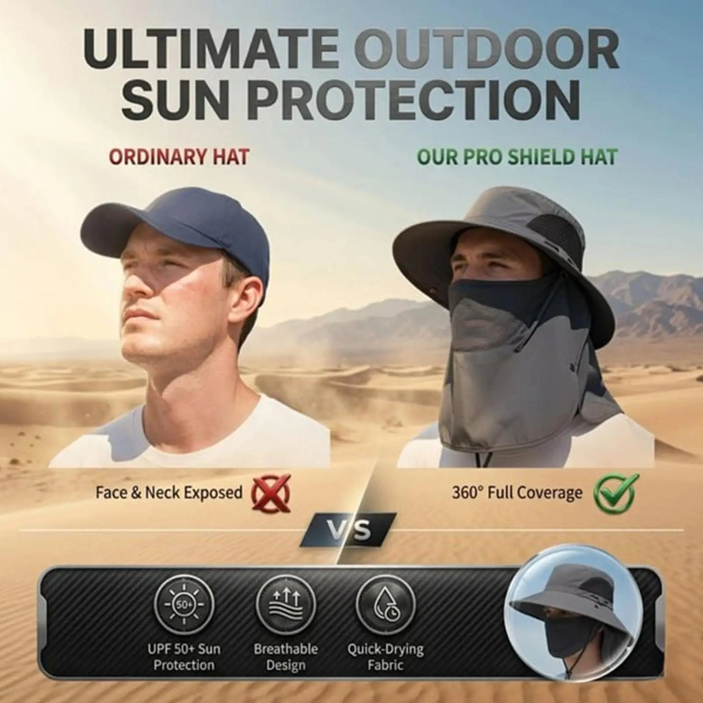 Wide Brim UV Sun Hat with Neck Flap – Waterproof Bucket Hat Outdoor Sun Hat Axl