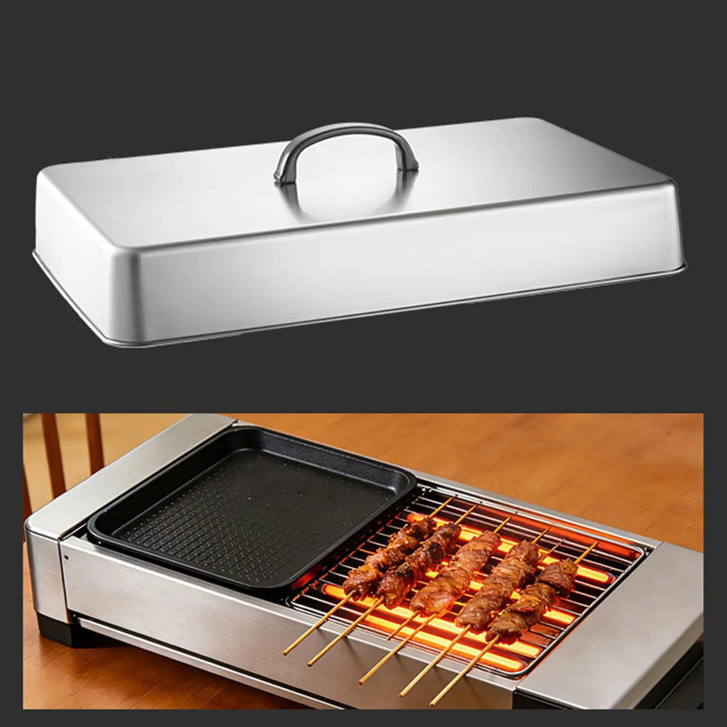 Rectangular Stainless Steel Basting Cover – BBQ Griddle Steam Lid Griddle Steam Cover Axl
