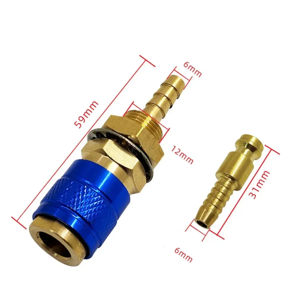 TIG Welding Gas & Water Quick Connector Brass Fittings 6-Pack Welding Quick Connector Axl