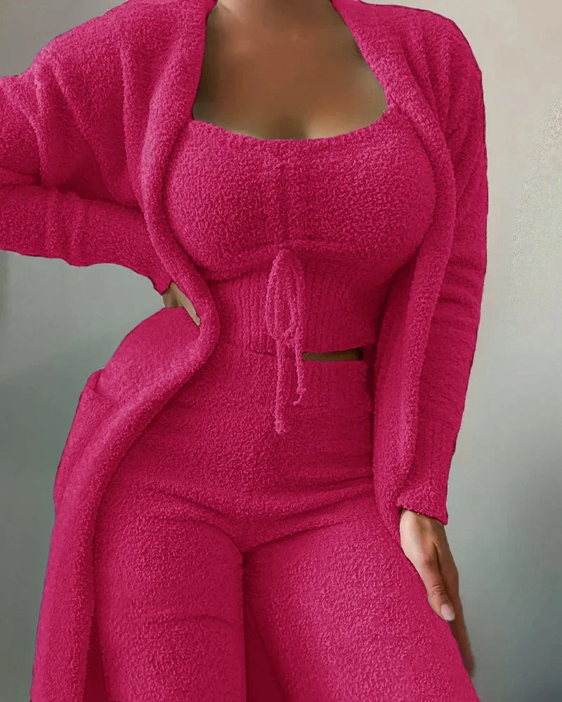 Women's Fluffy Winter Pajama Set 3-Piece Plus Size S–3XL Women's Pajama Set Axl rose (Long pants) XXXL