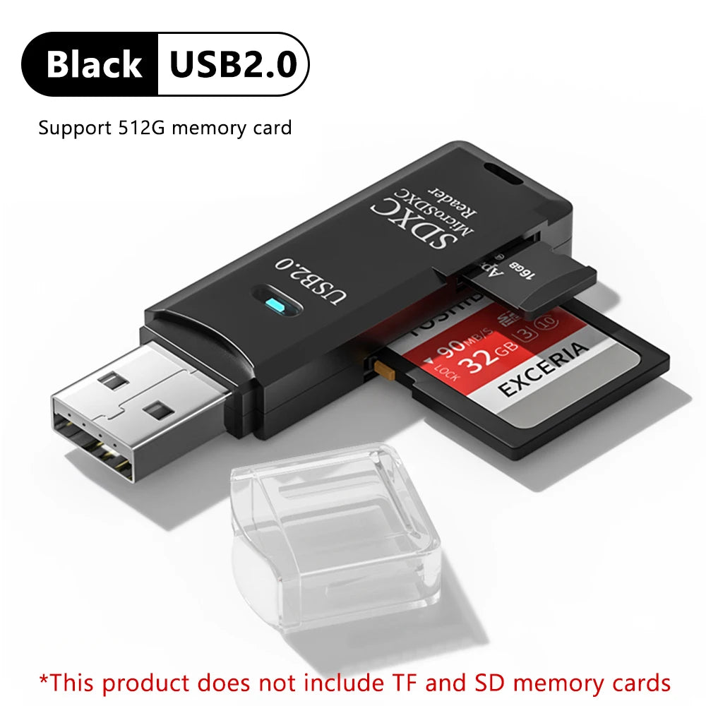 USB 3.0 2-in-1 SD & TF Card Reader Adapter for PC & Laptop Memory Card Reader Axl USB 2.0 Black CN