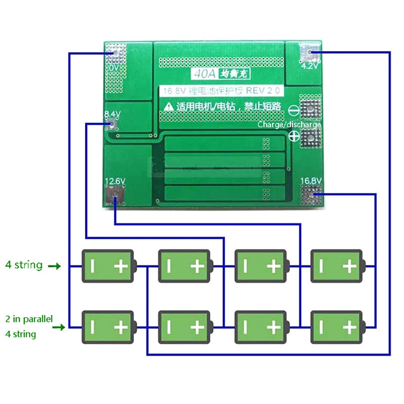 3S 4S BMS 40A Li-ion Battery Protection Board for Drill BMS Protection Board Axl
