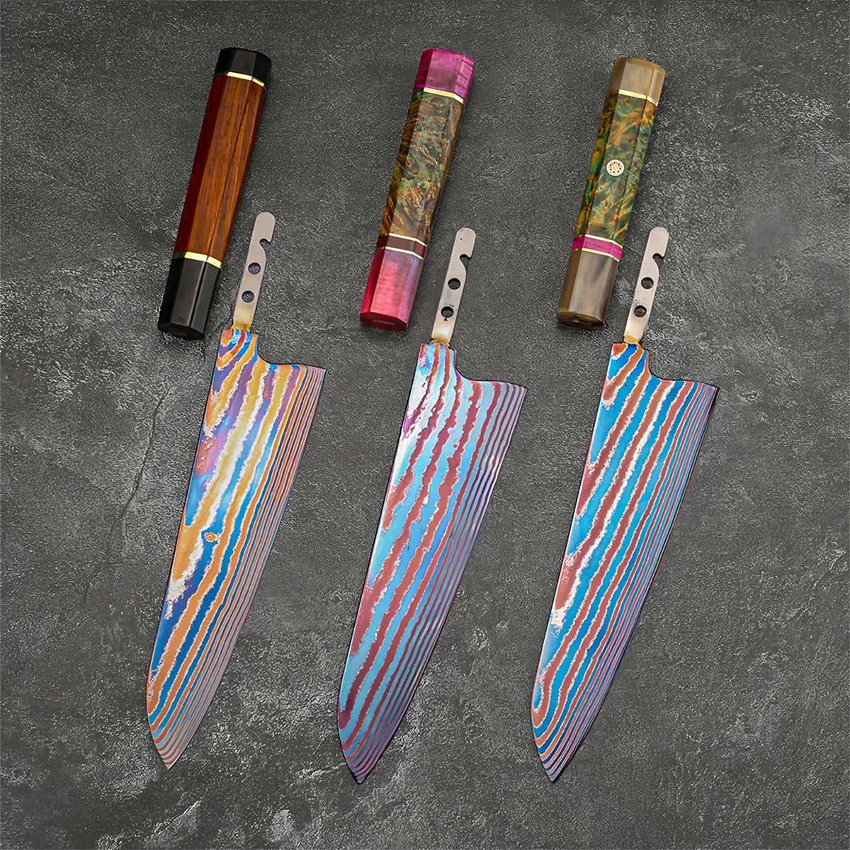 Hand Forged Damascus Timascus Blank Blade Chef Knife – No Handle Blank Blade Knife Axl