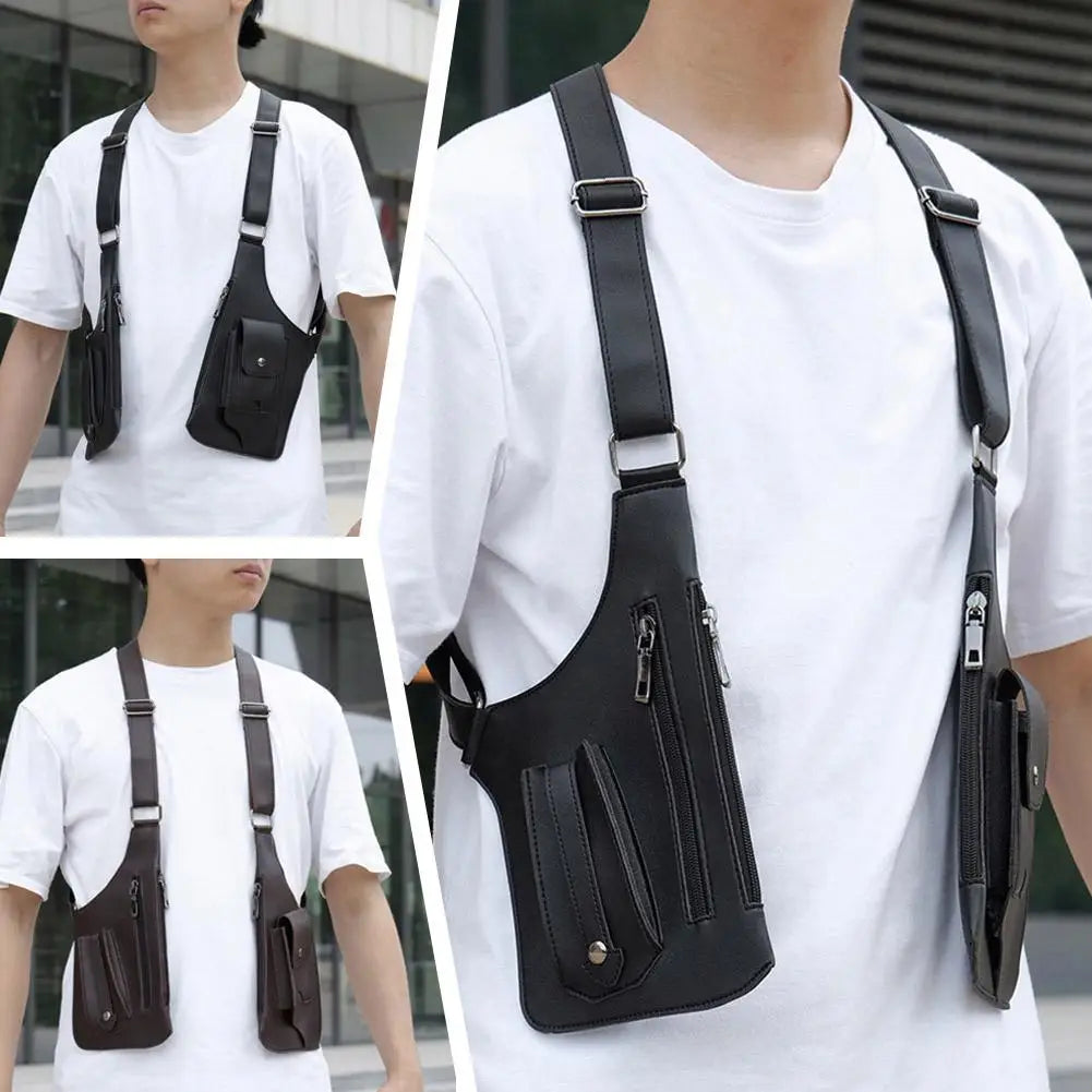 PU Leather Chest Rig Bag | Streetwear Tactical Vest Pack Chest Rig Vest Bag Axl
