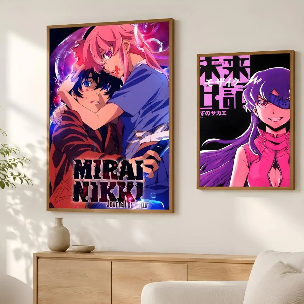 Mirai Nikki Anime Poster – Self-Stick HD PVC Waterproof Wall Art Anime Wall Poster Axl