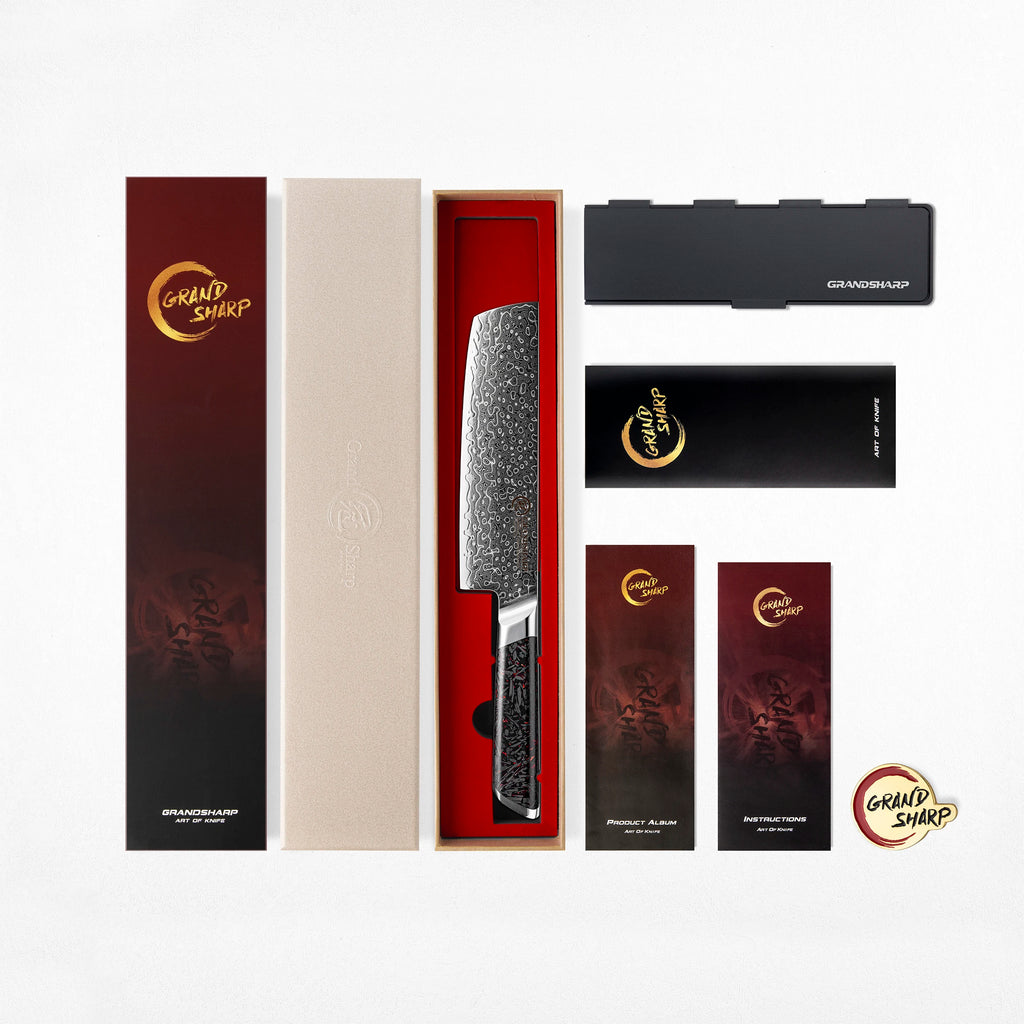 Grandsharp 7" Nakiri Knife – 129-Layer Damascus Steel Blade Damascus Nakiri Knife Axl Nakiri knife